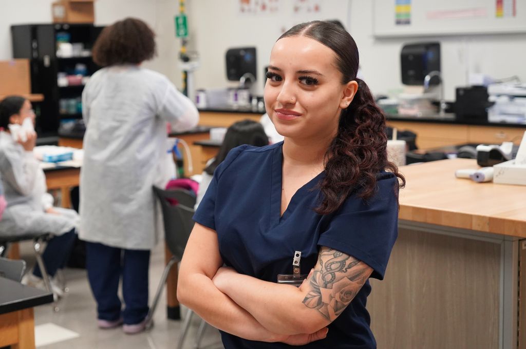 A patient care technician in training.